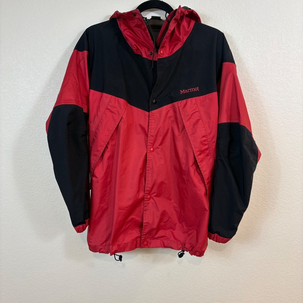 Marmot Jacket Mens XS Red Vintage 90s Gore-Tex 3-Ply Hooded Parka Gorpcore Sport